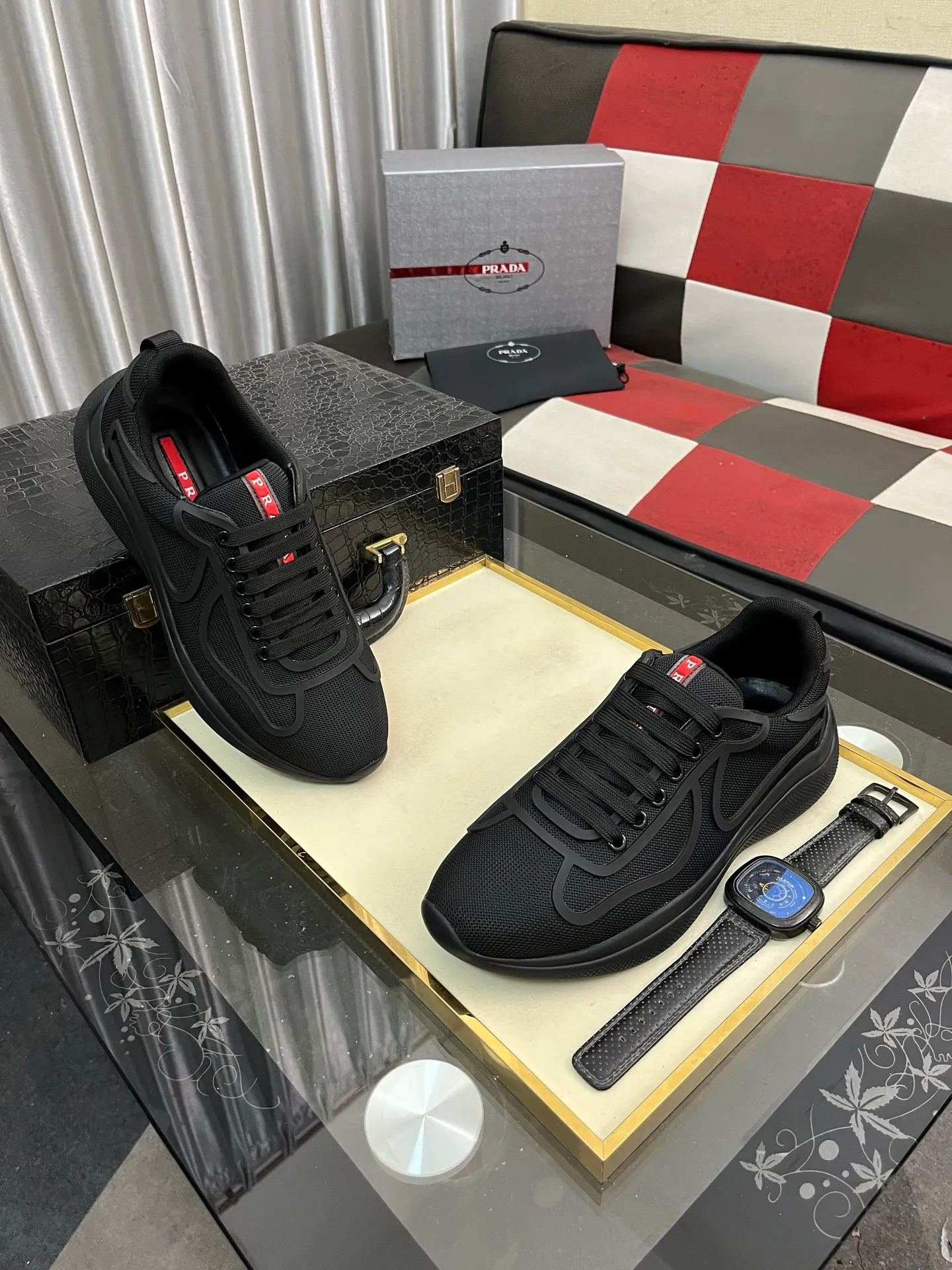 Men's shoes 💰400⌚️⌚️【PRADA】Prada casual shoes, originally developed 1:1, made of high-mercerized cowhide with imported cowhide, silk sheepskin lining, rubber outsole, comfortable and soft on the foot, size: 38-444️⃣Colors available